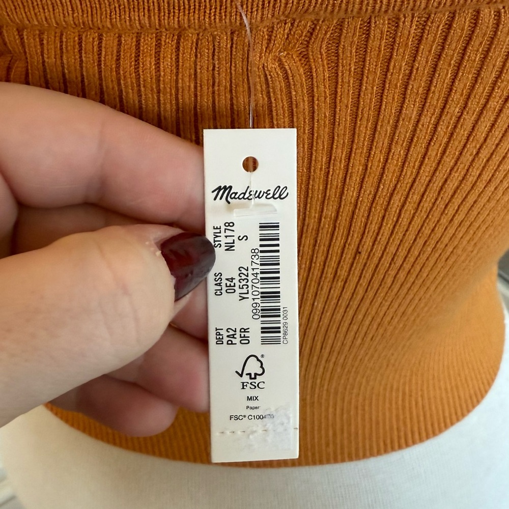 NWT Madewell Yellow Ribbed Cami - Picture 3 of 3
